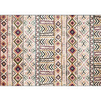 Beige Tribal Rug Polyester Geometric and Striped Pattern Rug Washable Non-Slip Back Rug for Living Room