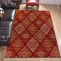 Persian checkered printed carpet with floral red polyester machine washable non-slip carpet for living room