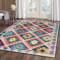 Mediterranean certified printed carpet multicolored polyester carpet machine washable non-slip carpet for living room