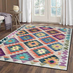 Mediterranean certified printed carpet multicolored polyester carpet machine washable non-slip carpet for living room