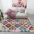 Mediterranean certified printed carpet multicolored polyester carpet machine washable non-slip carpet for living room