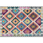 Mediterranean certified printed carpet multicolored polyester carpet machine washable non-slip carpet for living room
