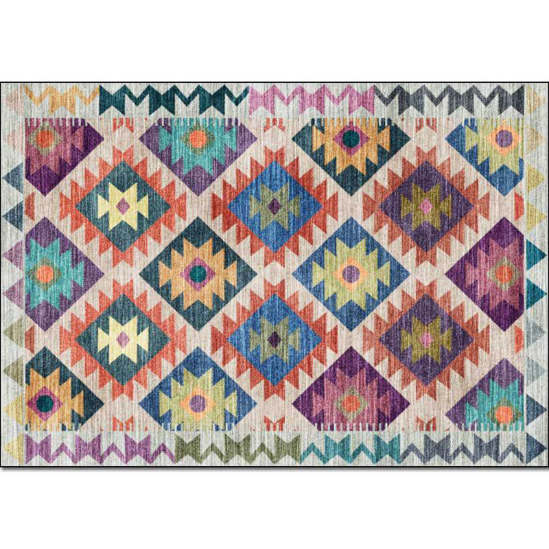 Mediterranean certified printed carpet multicolored polyester carpet machine washable non-slip carpet for living room