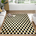 Black and Gold Modern Rug Polyester Geometric Pattern Rug Washable Non-Slip Back Rug for Living Room