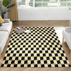 Black and Gold Modern Rug Polyester Geometric Pattern Rug Washable Non-Slip Back Rug for Living Room