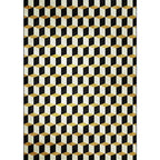 Black and Gold Modern Rug Polyester Geometric Pattern Rug Washable Non-Slip Back Rug for Living Room