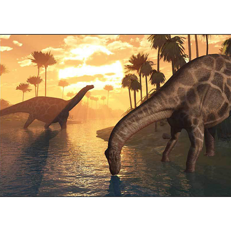 Orange New product rug polyester dinosaur pattern rug washable non-slip mat rug for living room