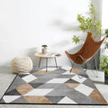 Stylish geometric pattern rug gray novelty rug polyester washable non-slip backing rug for bedroom