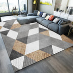 Stylish geometric pattern rug gray novelty rug polyester washable non-slip backing rug for bedroom