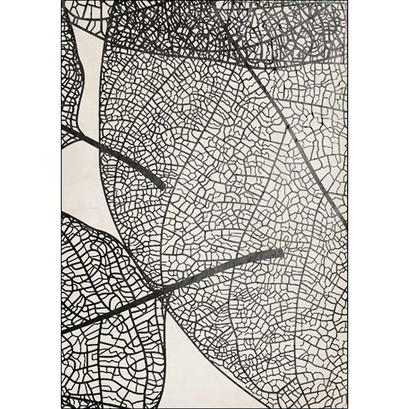 Unique leaf pattern rug gray and black Nordic rug polyester washable non-slip backing area rug for living room