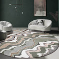 Casual swirl line pattern rug green multicolor polyester rug machine washable non-slip rug for bedroom