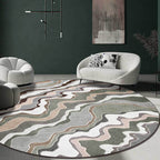 Casual swirl line pattern rug green multicolor polyester rug machine washable non-slip rug for bedroom