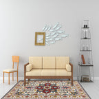 unique medallion pattern rug with floral blue and red Persian rug polyester machine washable non-slip rug for the bedroom