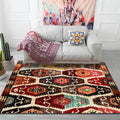Retro Azulejos Pattern Carpet Brown Multicolored Persian Carpet Polyester Machine Washable Non-Slip Carpet for Bedroom