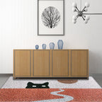 Red Children's Carpet Vinyl Cat Print Carpet Washable Non-Slip Back Carpet for the Children's Room