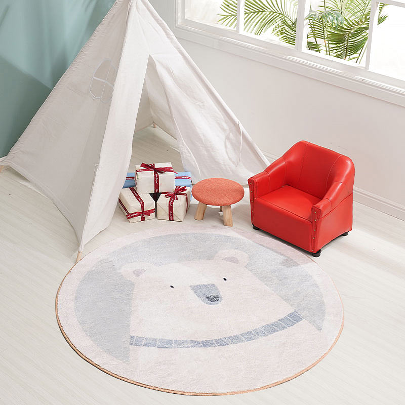 Unique cartoon bear patterned rug gray children's rug polyester washable non-slip area rug for the children's room