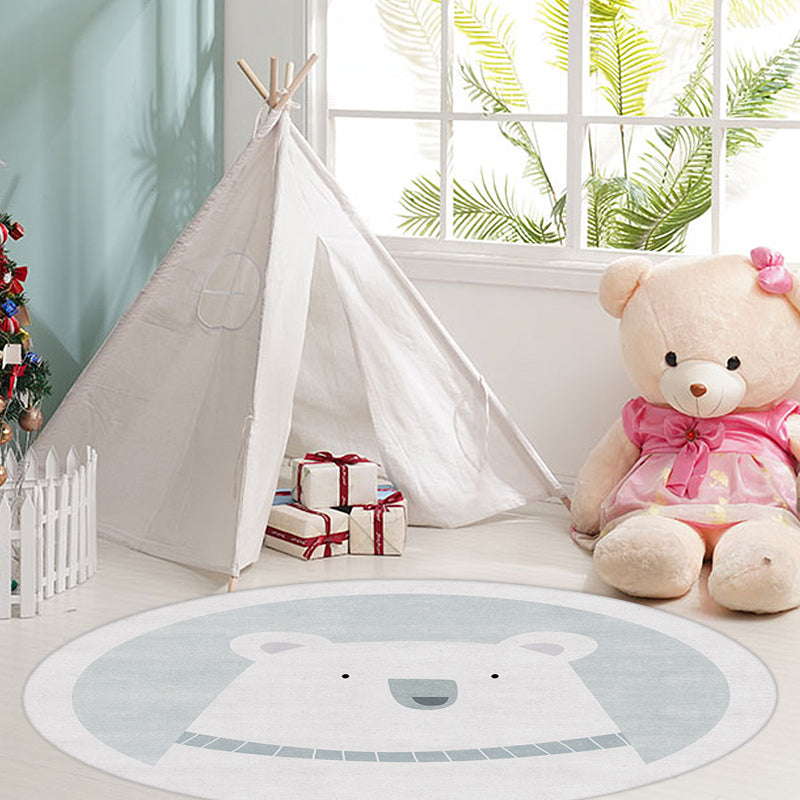 Unique cartoon bear patterned rug gray children's rug polyester washable non-slip area rug for the children's room