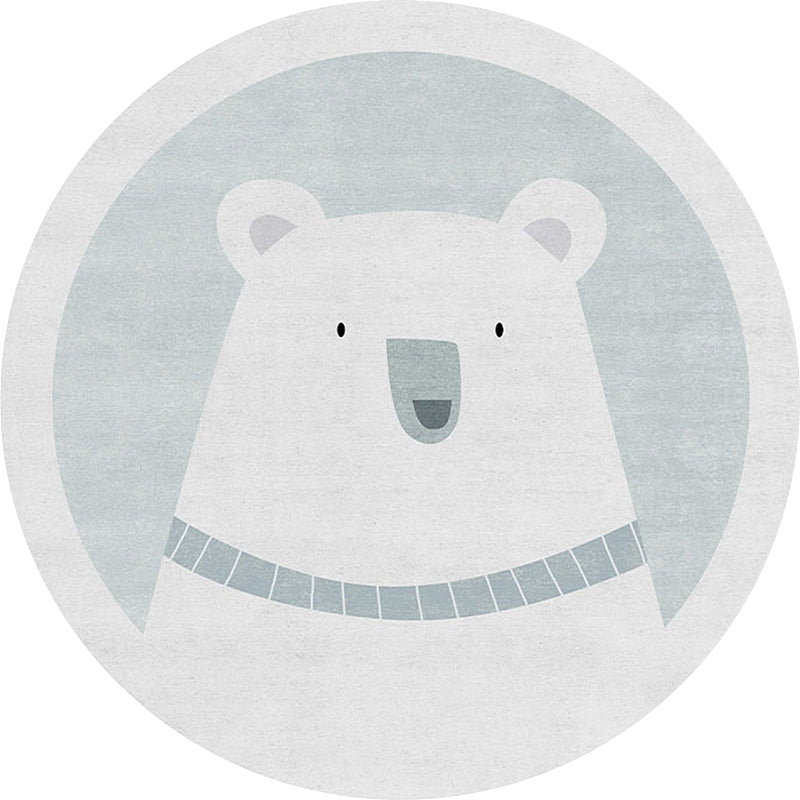 Unique cartoon bear patterned rug gray children's rug polyester washable non-slip area rug for the children's room