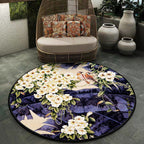 Traditional floral pattern carpet with bird and leaf purple and white polyester carpet machine washable non-slip carpet for living room
