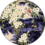 Traditional floral pattern carpet with bird and leaf purple and white polyester carpet machine washable non-slip carpet for living room