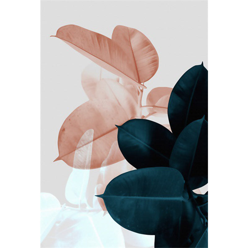 Simple Leaf Pattern Carpet Dark Blue Oriental Carpet Polyester Washable Non-Slip Backing Carpet for the Living Room