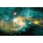 Green and yellow bedroom rug Modern space galaxy patterned rug Polypropylene anti-slip rug