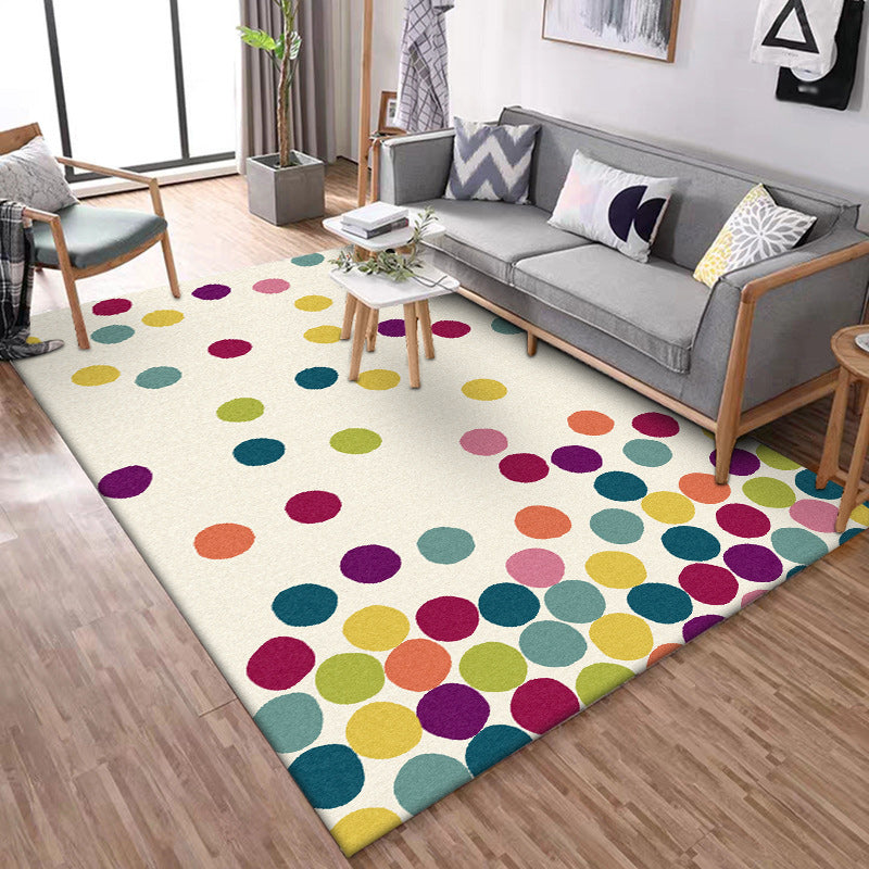 Contemporary modern rug with ivory-colored dots Rug polyester 
Non-slip rug for home decor