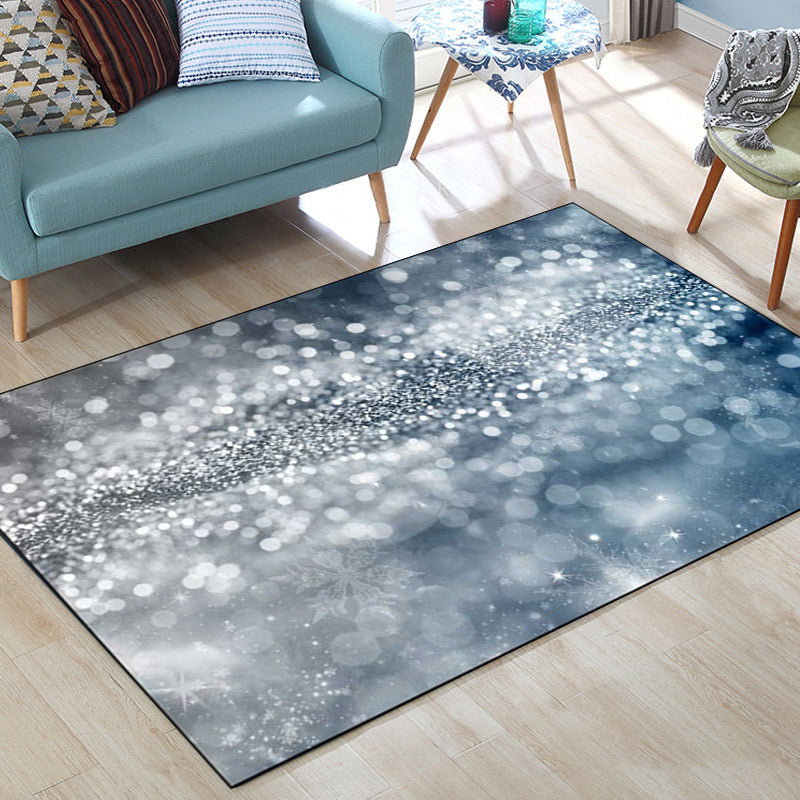 Contemporary modern rug in blue shimmer pattern rug polyester washable non-slip rug for home decor