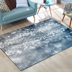 Contemporary modern rug in blue shimmer pattern rug polyester washable non-slip rug for home decor