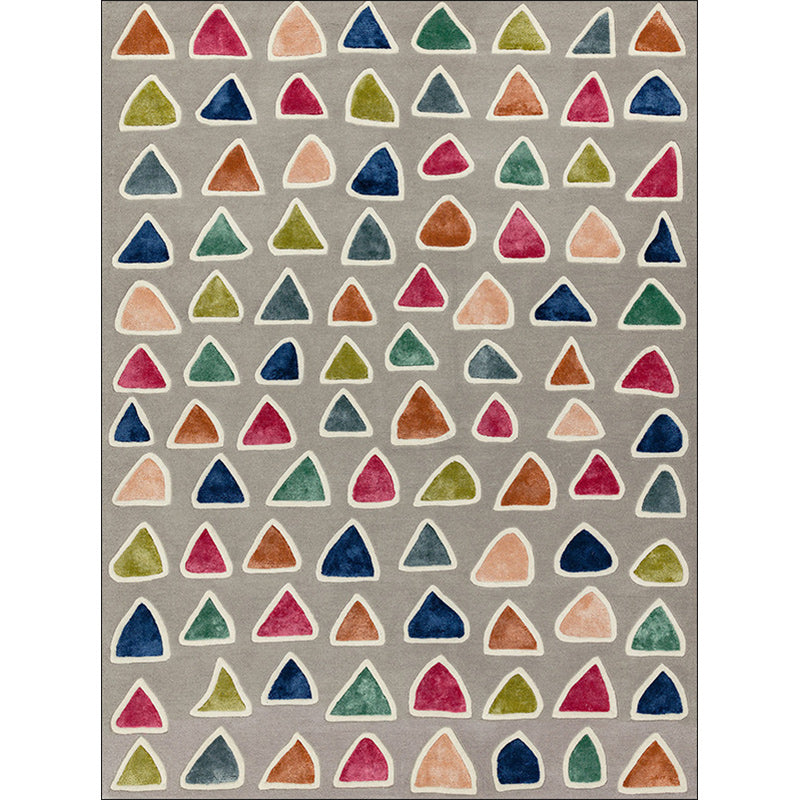 Modern living room carpet in gray Irregular triangle pattern Carpet Polyester Machine washable Non-slip area rug