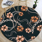 Nordic Modern Rug in black floral chain pattern Rug Polyester stain-resistant washable Rug for home decor