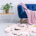 Kids Bedroom Rug in Pink Animal Bird Leaf Pattern Rug Polyester Washable Non-Slip Rug