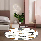 Beautiful children's rug in white with animal dog pattern Rug Polyester Washable Stain-resistant rug for the children's room