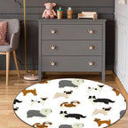 Beautiful children's rug in white with animal dog pattern Rug Polyester Washable Stain-resistant rug for the children's room
