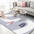 Children's Room Rug in Gray Cars & Roads Fox Tree Print Rug Polyester Stain-Resistant Area Rug