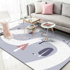 Children's Room Rug in Gray Cars & Roads Fox Tree Print Rug Polyester Stain-Resistant Area Rug