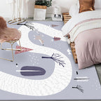 Children's Room Rug in Gray Cars & Roads Fox Tree Print Rug Polyester Stain-Resistant Area Rug