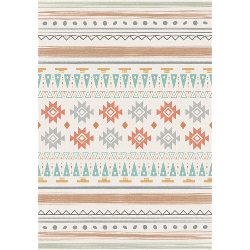 Americana Geometric Print Rug Beige Polyester Rug Machine Washable Non-Slip Rug for the Living Room