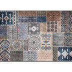 Southwestern Tribal Pattern Rug Gray Polyester Rug Machine Washable Non-Slip Rug for Living Room