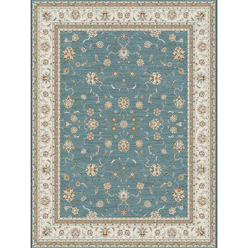 Persian geometric printed carpet green and beige polyester carpet machine washable non-slip carpet for the living room