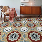 Persian plaid rug with floral yellow polyester rug machine washable non-slip rug for the living room