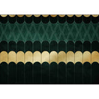 Funky Geometric Pattern Rug Gold and Green Simple Rug Polyester Washable Non-Slip Back Rug for Living Room