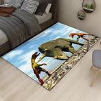 Blue modern carpet Polyester dinosaur and rhinoceros pattern carpet washable non-slip backing carpet for living room