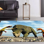 Blue modern carpet Polyester dinosaur and rhinoceros pattern carpet washable non-slip backing carpet for living room
