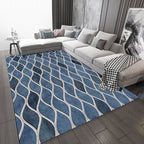Funky geometric pattern rug blue Nordic rug polyester washable non-slip back rug for bedroom