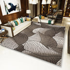 Brown and Gray Modern Rug Polyester Botanical Leaf Pattern Rug Washable Non-Slip Backing Rug for Living Room