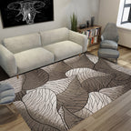 Brown and Gray Modern Rug Polyester Botanical Leaf Pattern Rug Washable Non-Slip Backing Rug for Living Room