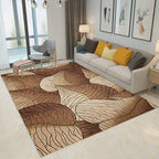 Brown and Gray Modern Rug Polyester Botanical Leaf Pattern Rug Washable Non-Slip Backing Rug for Living Room