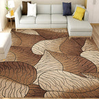 Brown and Gray Modern Rug Polyester Botanical Leaf Pattern Rug Washable Non-Slip Backing Rug for Living Room