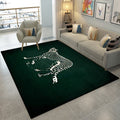 Dark green contemporary rug polyester leopard print rug washable non-slip backing rug for the living room